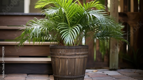 barrel palm plant in pot photo