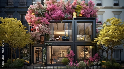 rooftop house in spring photo