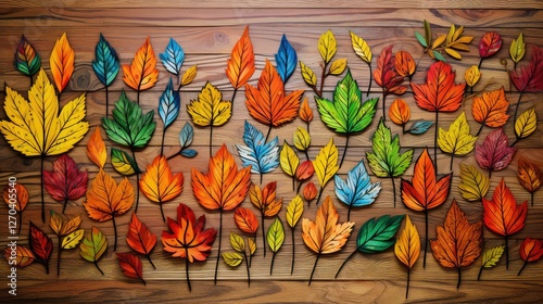 colorful leaves doodles