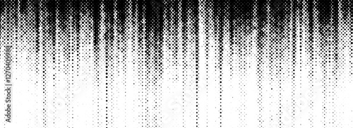 Grunge halftone scratch background. Fading grit noise texture. Dotted pop art sandy wallpaper. Retro pixelated backdrop. Anime or manga style comic overlay. Vector graphic design halfton template