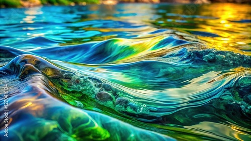 Abstract Watercolors: Swirling Blues and Greens in Fluid Motion