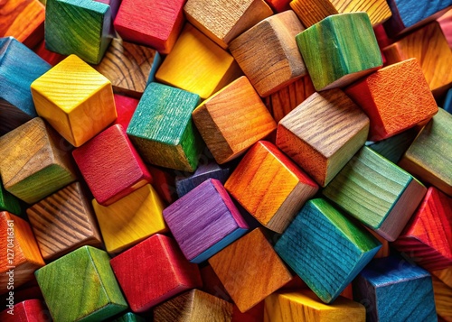 Colorful Wooden Block Background Texture: Vibrant Stacked Cubes for Crafts & Design