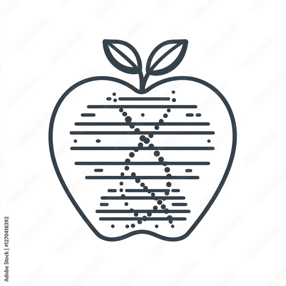 Apple with DNA Symbol, Healthy Food Apple with DNA Symbol, Healthy Food