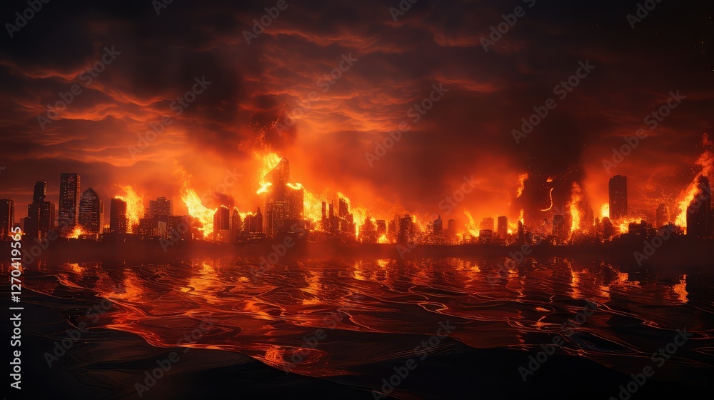 Fototapeta premium skyline world on fire