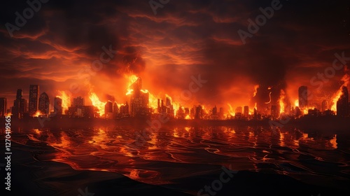 skyline world on fire photo