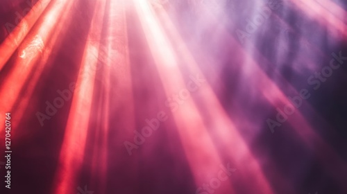 Red and purple stage lights in smoky nightclub