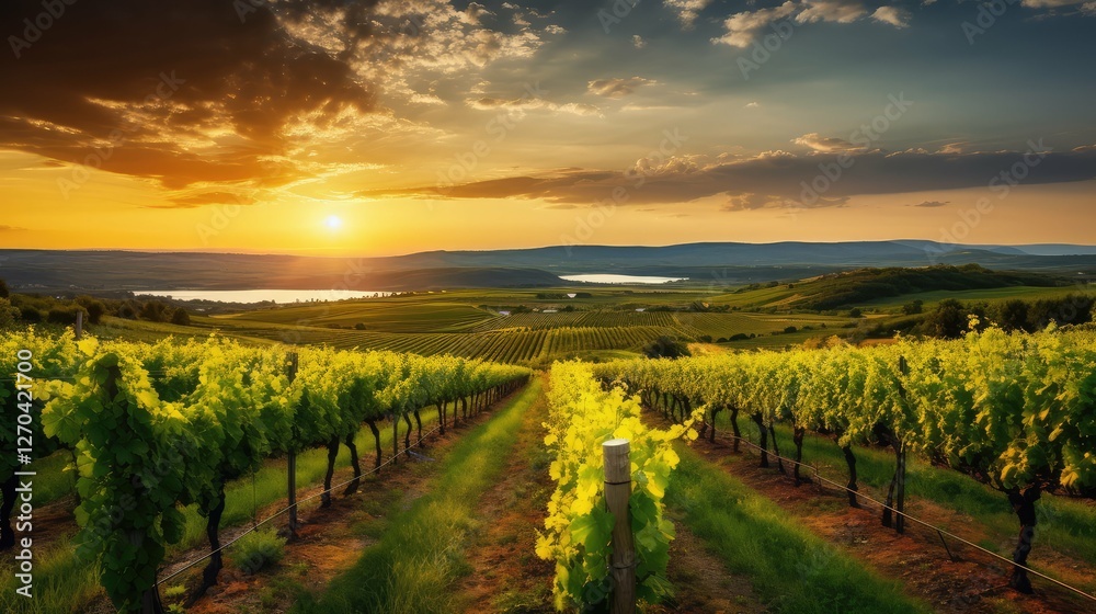 Naklejka premium grapevines wine countryside