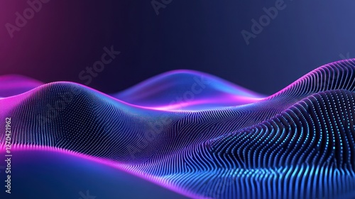 Abstract Digital Waveform with Glowing Lines and Dots
