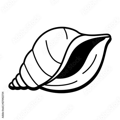 A hand drawn icon of conch shell 
