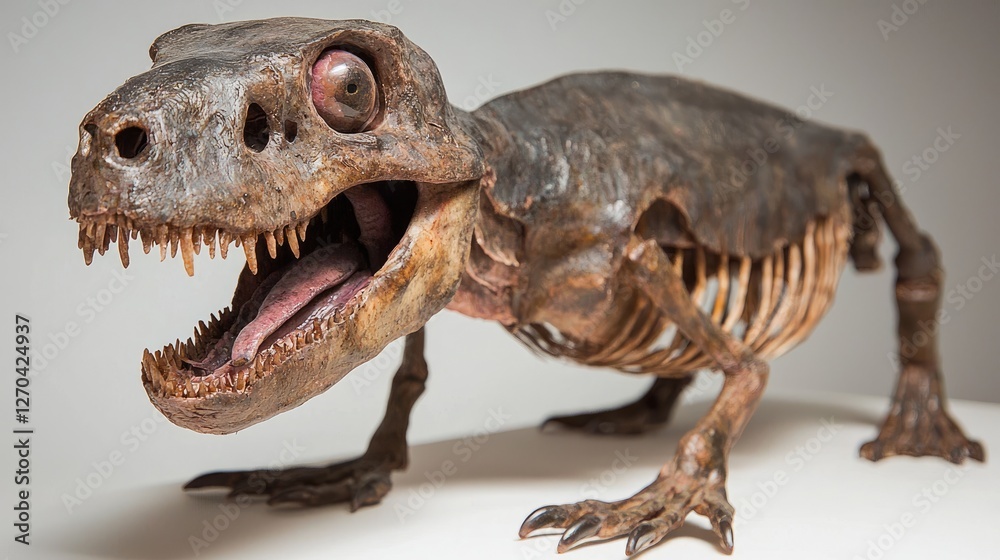 Fototapeta premium Dinosaur fossil skeleton museum exhibit, paleontology study