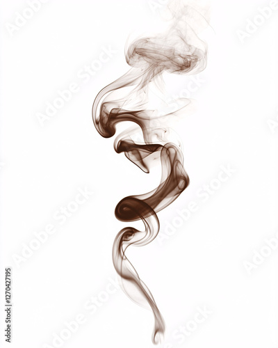abstract brown smoke swirling on a white background