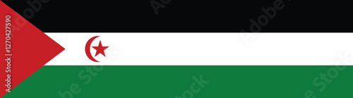 Flag of Sahrawi Arab Democratic Republic. Sahrawi Arab Democratic Republic flag long banner digital vector illustration