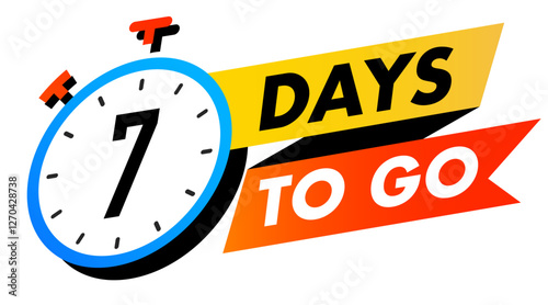 Countdown 7 days to go vector badge for social media post, promotion, promo offer