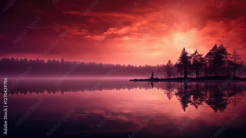 Fototapeta premium lake red haze