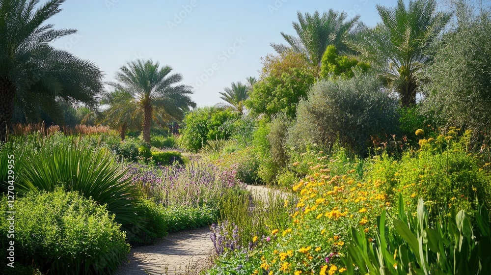 Obraz premium Serene Oasis: A Picturesque Botanical Garden Path