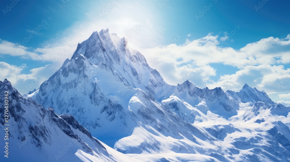 Obraz premium peak mountains with sun
