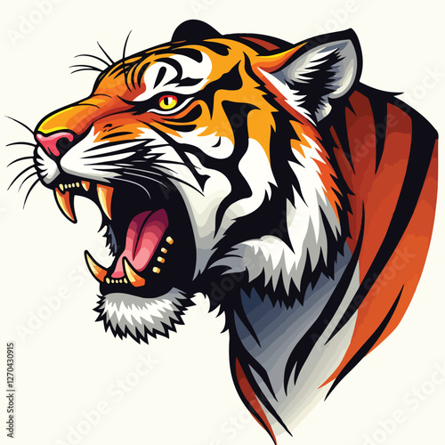 Fierce Tiger Vector Illustration – Perfect for T-Shirt Printing Design.