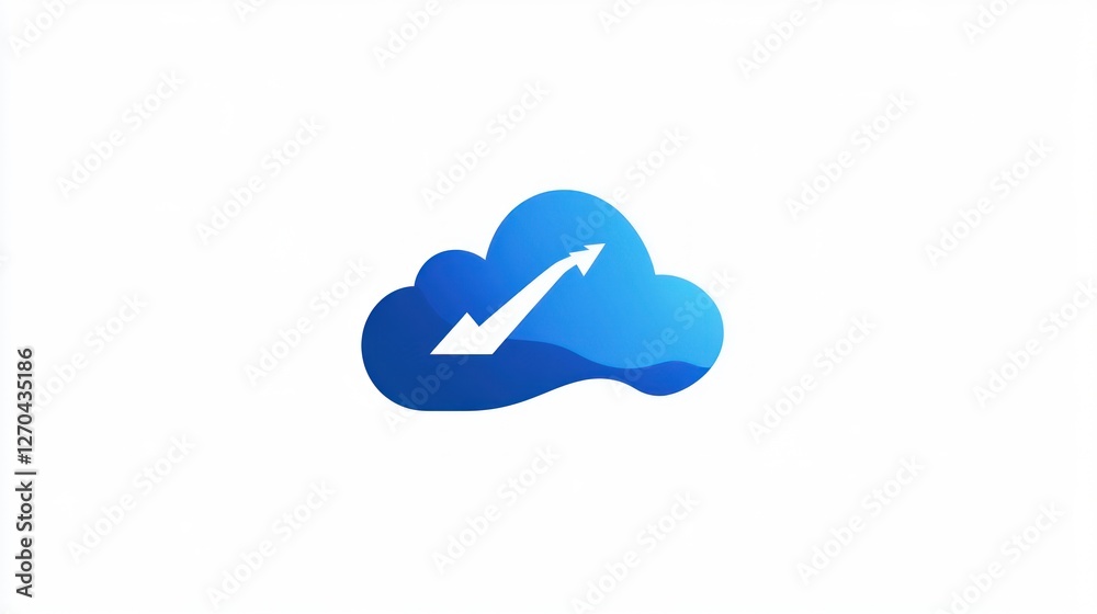 Cloud computing growth, upward trend, digital success, white background, website icon Cloud computing growth, upward trend, digital success, white background, website icon