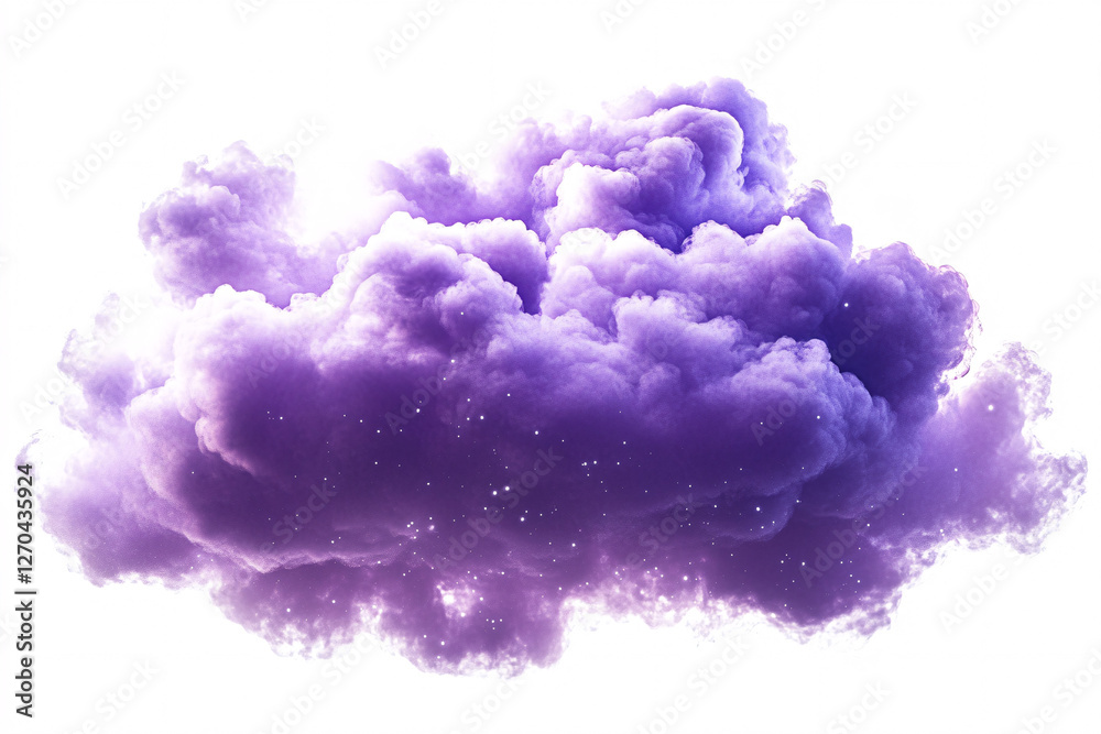 purple cloud with white stars isolated on white background