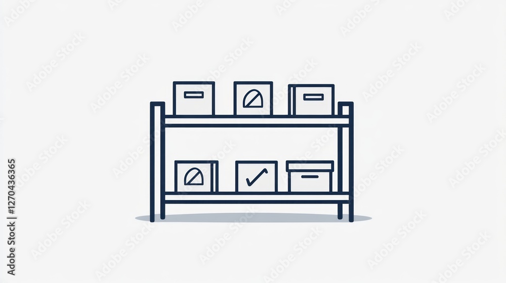 Fototapeta premium Organized boxes on shelf, warehouse storage