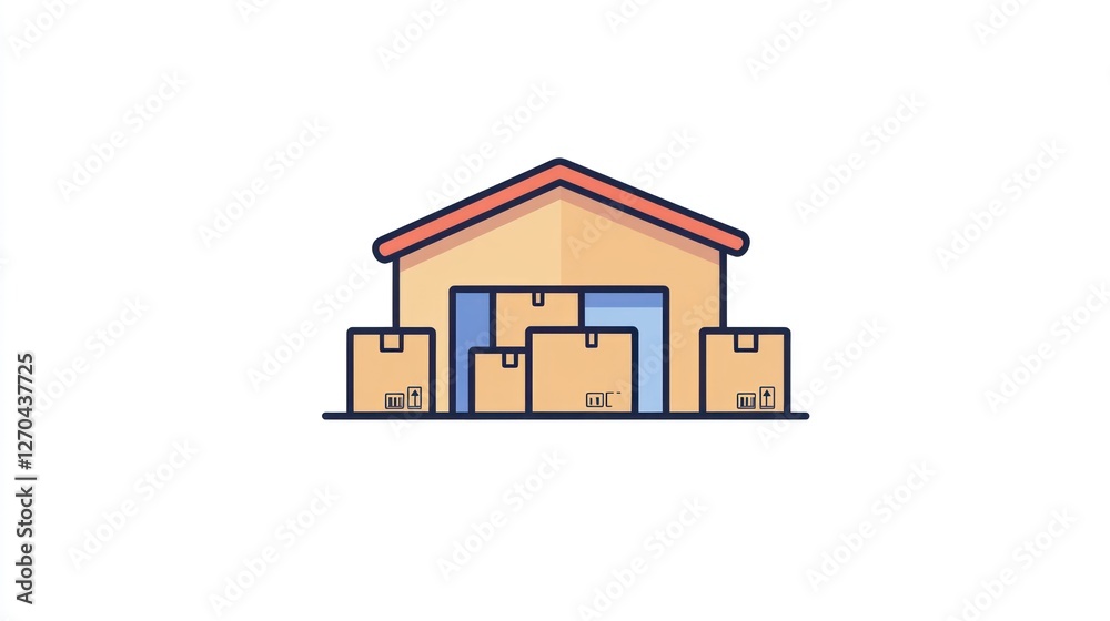 Warehouse boxes storage delivery logistics icon Warehouse boxes storage delivery logistics icon