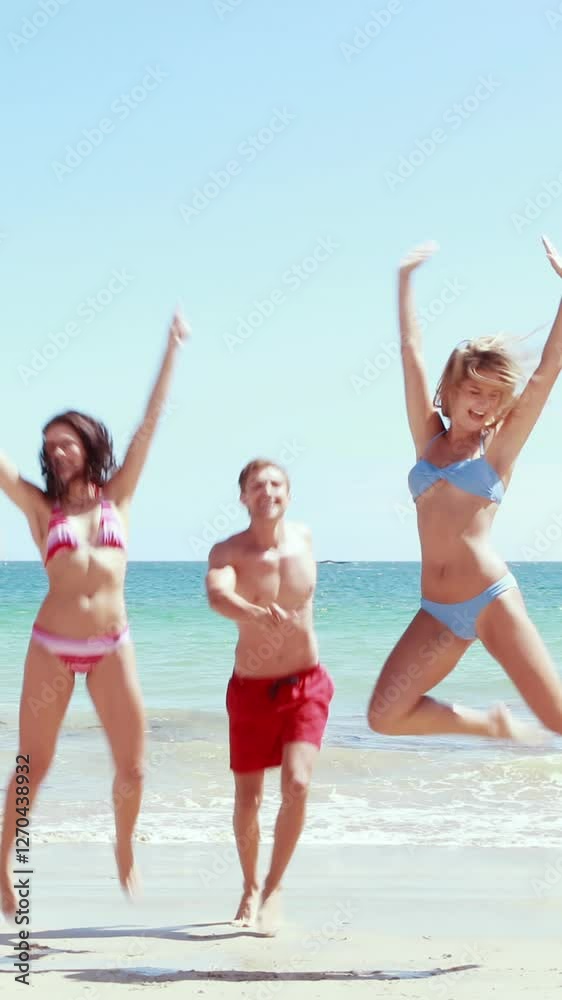 Friends having fun at the beach Friends having fun at the beach