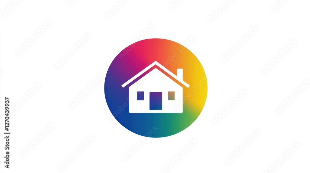 Colorful home icon, real estate, website, app Colorful home icon, real estate, website, app