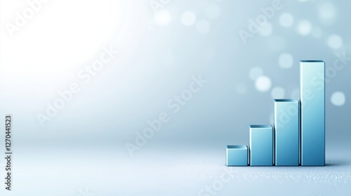 A minimalist bar graph in blue tones on a soft background, symbolizing growth and progress in data visualization.