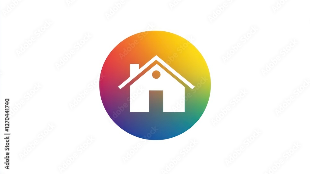 Colorful Home Icon, Simple House Symbol, Website Design Element Colorful Home Icon, Simple House Symbol, Website Design Element
