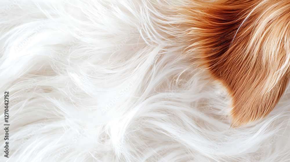 Naklejka premium Soft white and brown dog fur pattern, showcasing texture and warmth