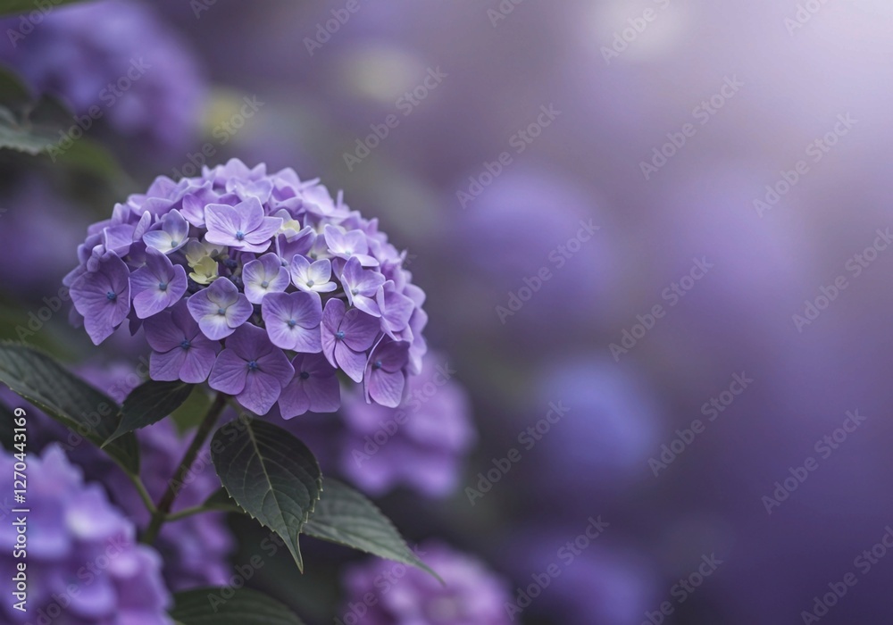 Elegant purple and pink hydrangeas display a beautiful color gradient against a soft, blurred background, evoking romance Elegant purple and pink hydrangeas display a beautiful color gradient against a soft, blurred background, evoking romance