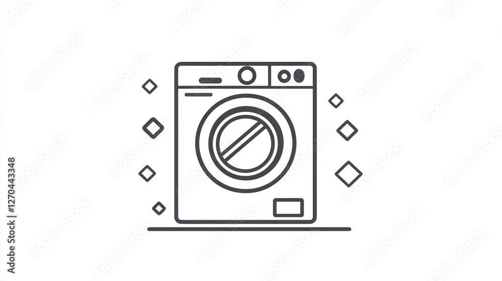 Washing machine icon, clean laundry, white background, simple design, website illustration Washing machine icon, clean laundry, white background, simple design, website illustration