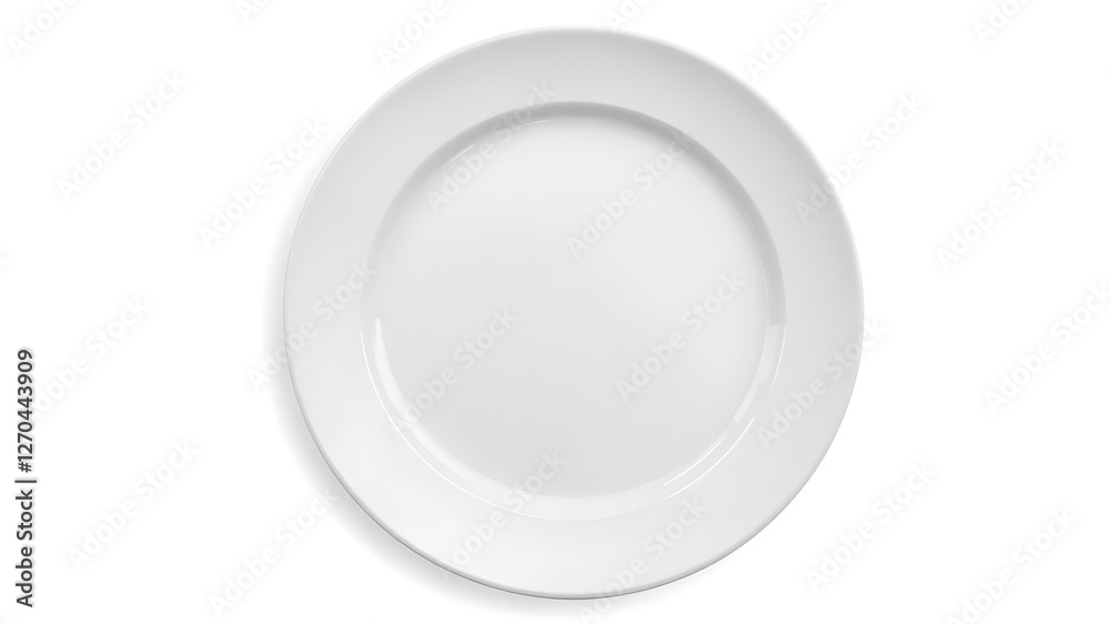 Plain white ceramic plate isolated on white. PNG transparent.
Plain white ceramic plate isolated on white. PNG transparent.