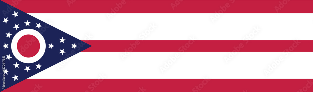 Flag of Ohio. Ohio flag long banner digital vector illustration Flag of Ohio. Ohio flag long banner digital vector illustration