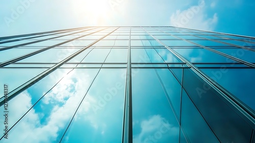 Wallpaper Mural Modern Glass Skyscraper Reflecting Blue Sky Clouds Torontodigital.ca