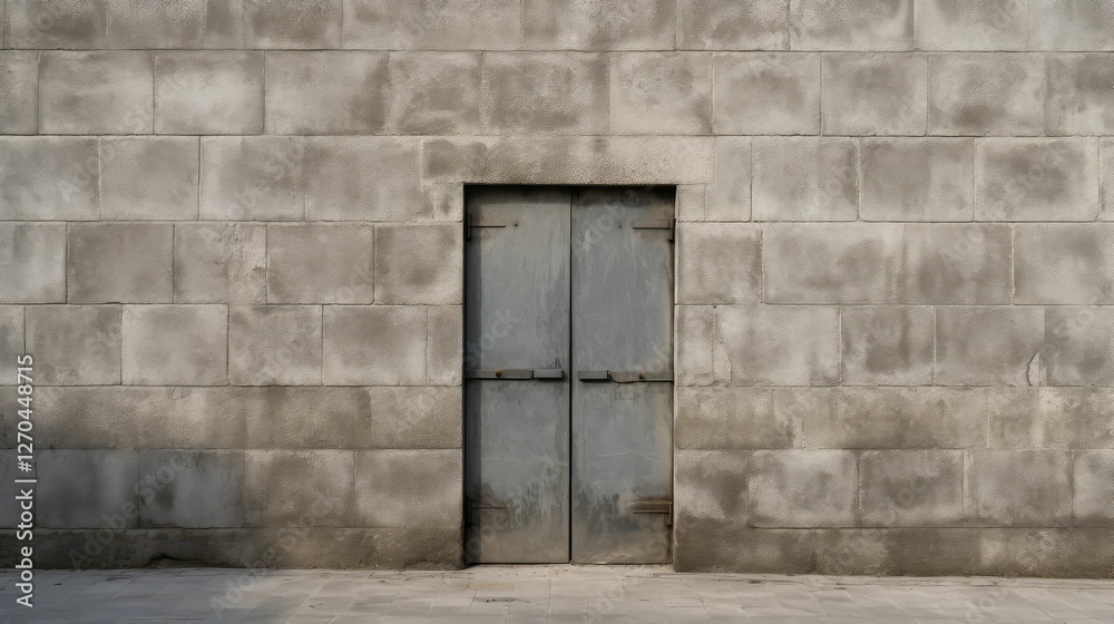 concrete block wall with a door concrete block wall with a door