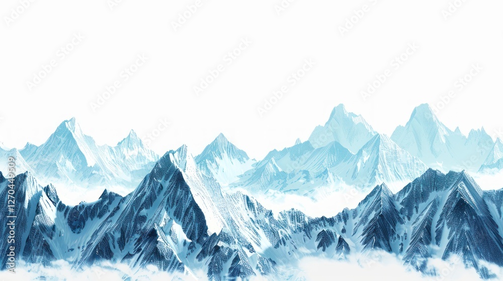 Snowy mountain range panorama, aerial view, winter, clouds, background, website banner Snowy mountain range panorama, aerial view, winter, clouds, background, website banner