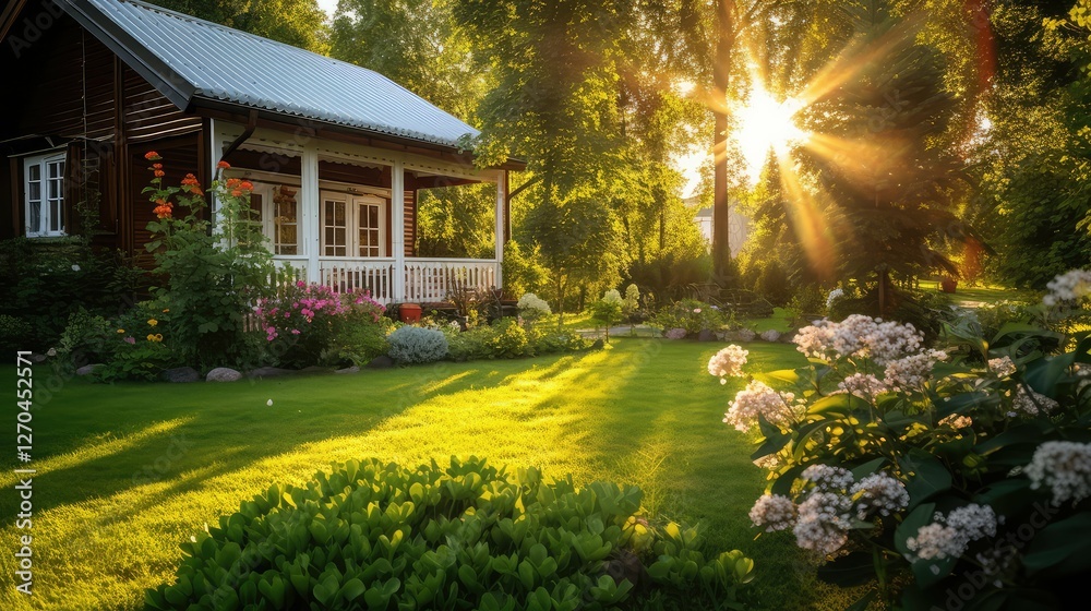 Obraz premium golden house with sun