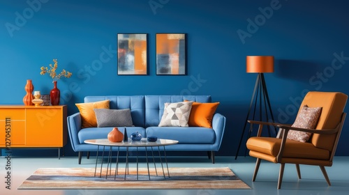 Fototapeta Naklejka Na Ścianę i Meble -  vibrant blue painted wall