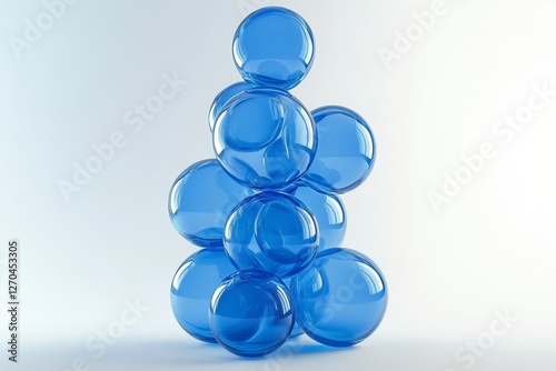 Colorful blue glass spheres hanging in a modern interior design