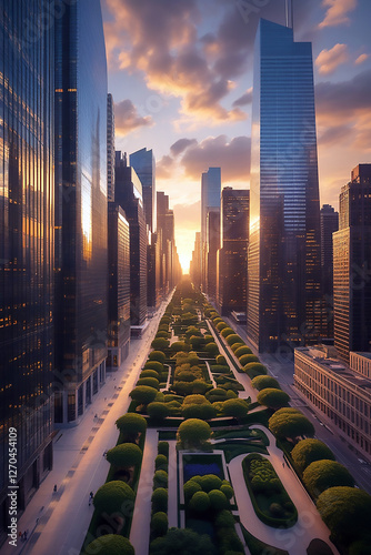 Thriving skyscrapers downtown