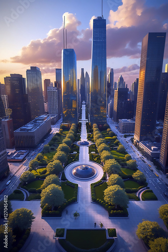 Thriving skyscrapers downtown