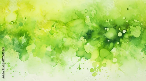 splatters green water color background