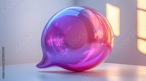 Glossy purple and blue speech bubble, 3D render.