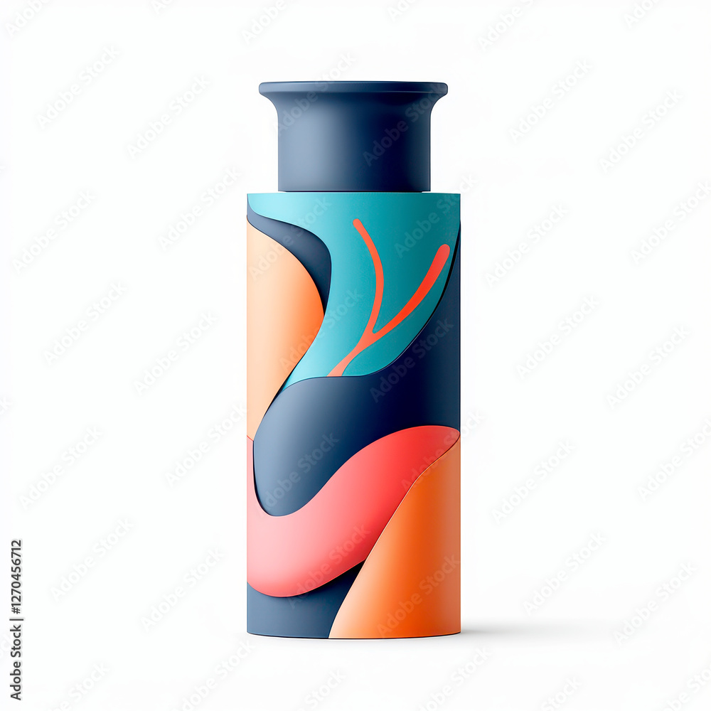 Fototapeta premium Custom packaging material design concept. Modern Abstract Vase in Vibrant Colors with Unique Organic Shapes and Design Elements