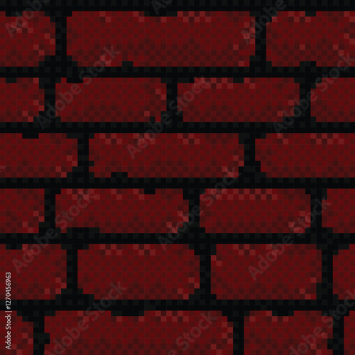 The seamless pixel background with red brick.