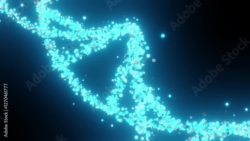 3D render Footage of futuristic DNA strands with vibrant blue hues against abstract background. detailed structure of each strand, showcasing complex geometric patterns. for medical and anatomy lesson