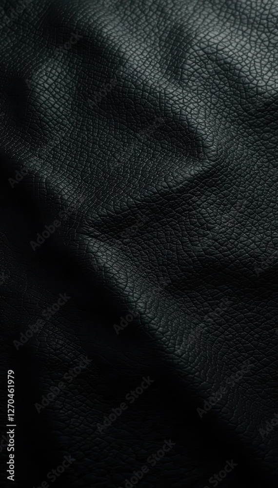 Fototapeta premium Smooth black leather with subtle lines Polished surface, soft sheen , photo, surface, photography