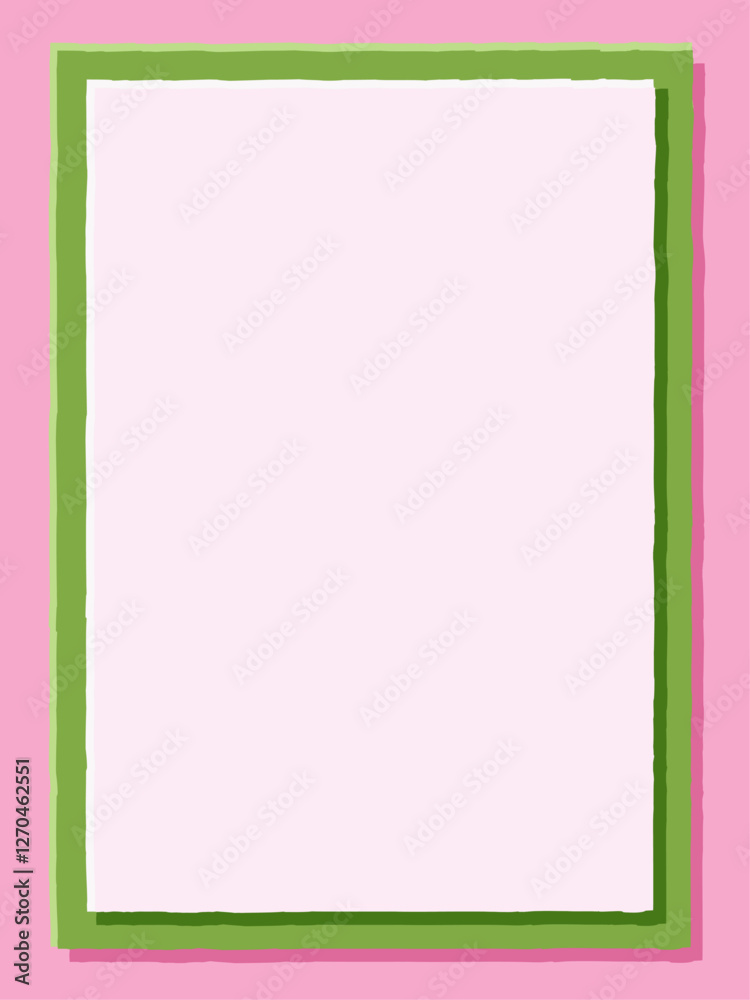 Vertical frame pink with green. Glued sheets of paper with frayed edges for a postcard and a poster. Scrapbooking. Vector illustration. Empty poster with space for text and illustration. Template. Vertical frame pink with green. Glued sheets of paper with frayed edges for a postcard and a poster. Scrapbooking. Vector illustration. Empty poster with space for text and illustration. Template.