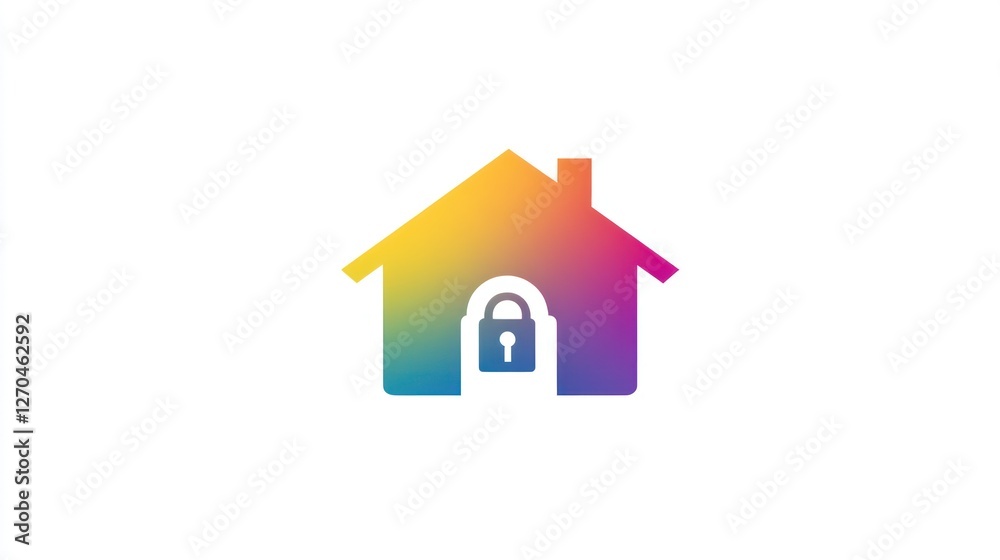 Secure home, digital lock, safety, gradient background, website icon Secure home, digital lock, safety, gradient background, website icon
